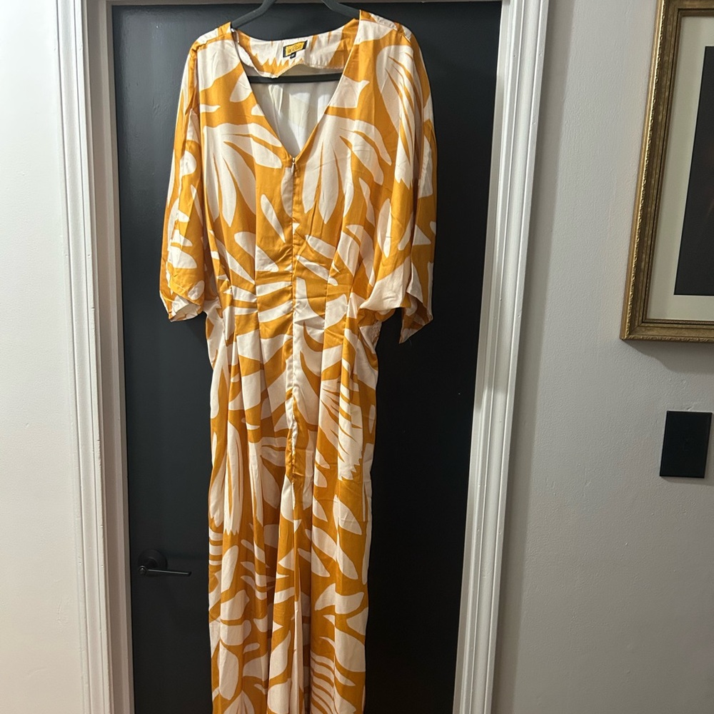 Women's Yellow & White Printed Jumpsuit